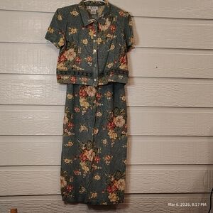 K Studio Two Piece Dress Set Floral Cottage Core Women’s Size 8 VINTAGE